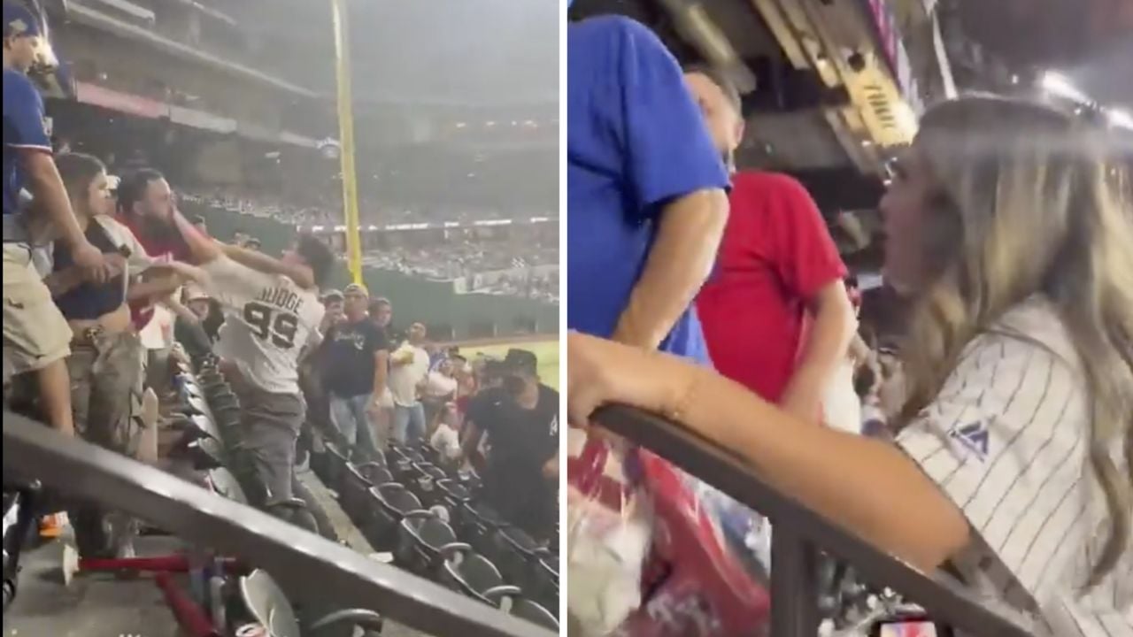 Yankee aficionado agredido en tribuna; su novia interviene y cae por las escaleras