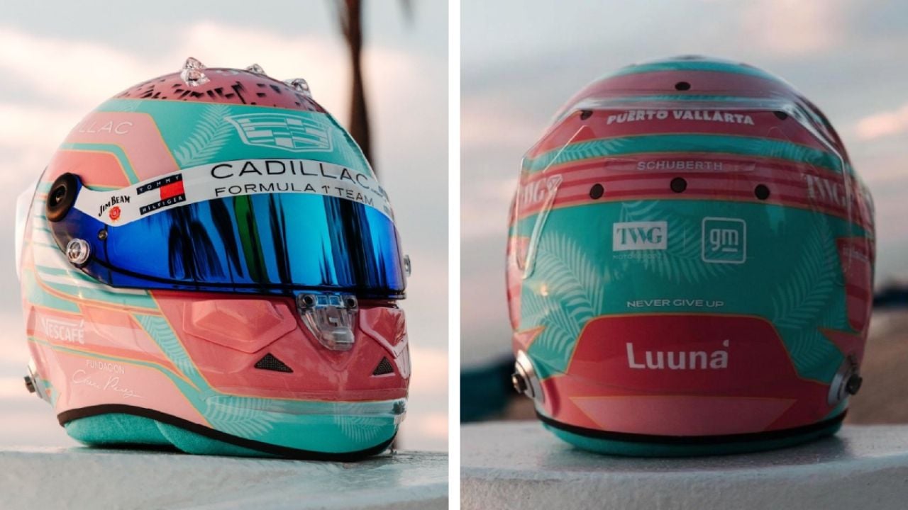 Checo Pérez presenta casco especial inspirado en Miami para el Gran Premio