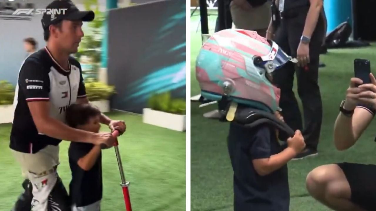 El hijo de Checo Pérez brilla en el GP de Miami con sus ocurrencias