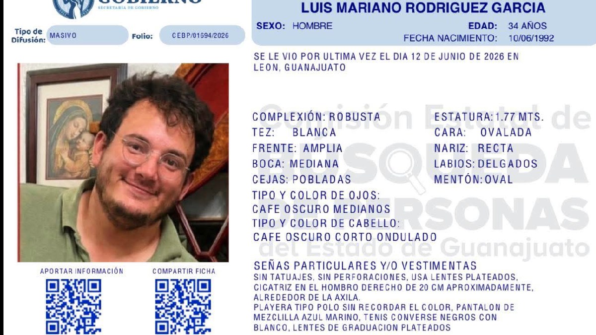 León: Desaparece Luis Mariano Rodríguez García en la colonia XYZ