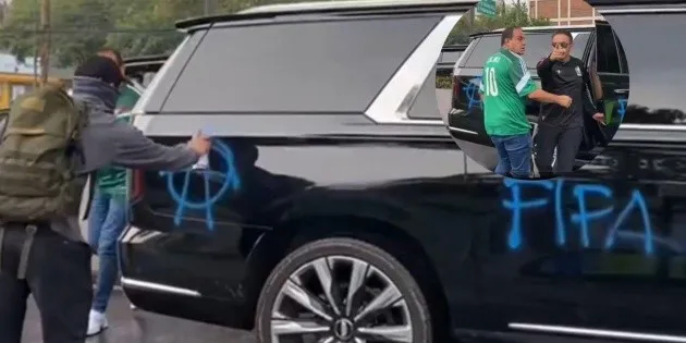 Cuernavaca: Manifestantes increpan a Cuauhtémoc Blanco y vandalizan su camioneta