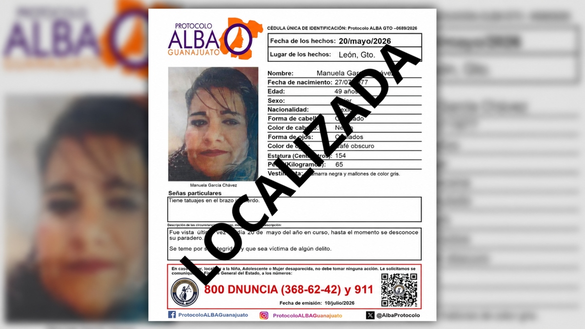 León: Localizan sin vida a Manuela García Chávez