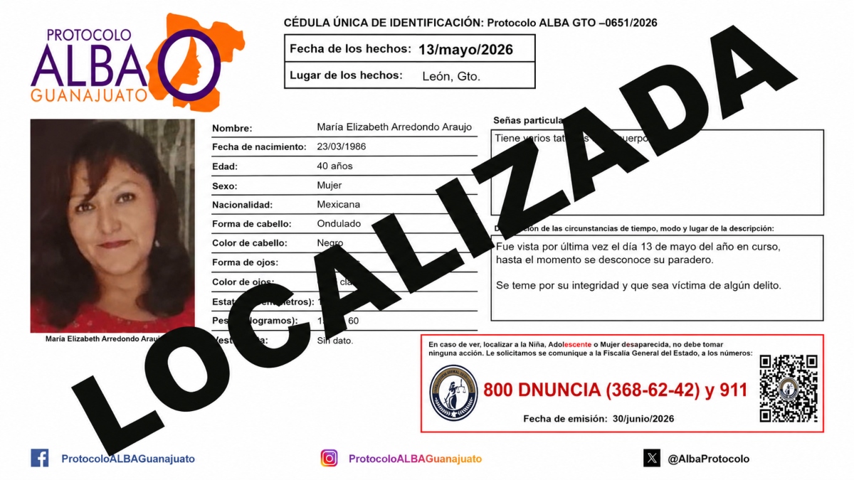 María Elizabeth Arredondo Araujo encontrada sin vida en León, Guanajuato