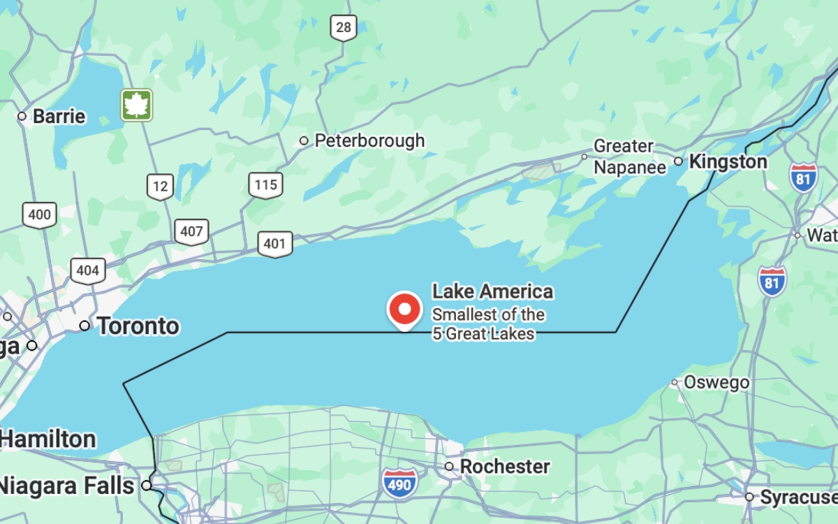 Estados Unidos modifica nombre de Lago Ontario a 'Lago América'