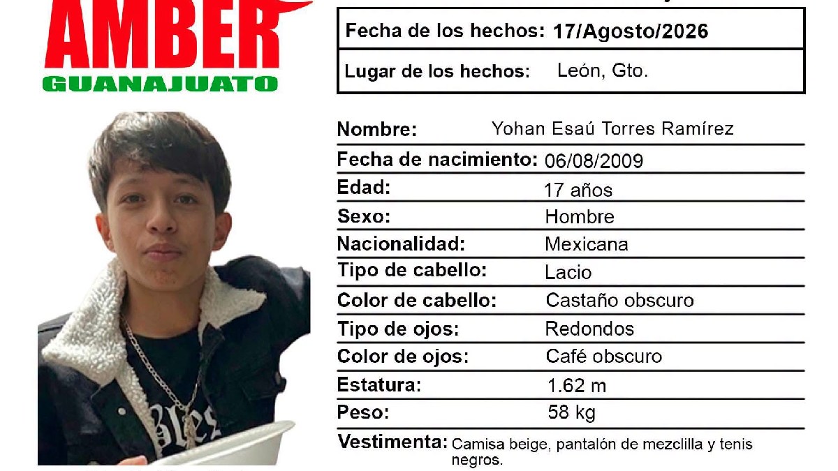 León: Adolescente desaparecido desde el 17 de agosto