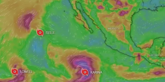 Pacífico: Se forman los ciclones 'Karina' y 'Lowell' en México