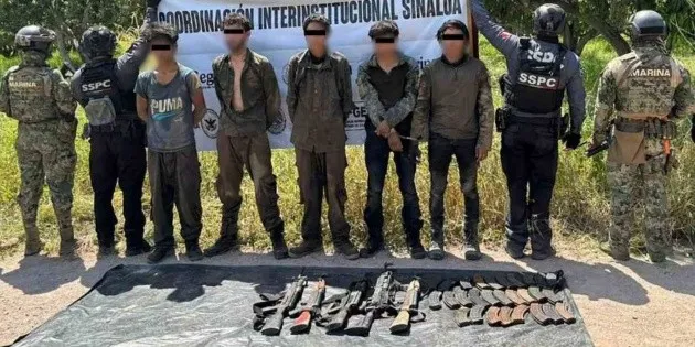 Sinaloa: Desmantelan campamento y capturan a ocho presuntos criminales