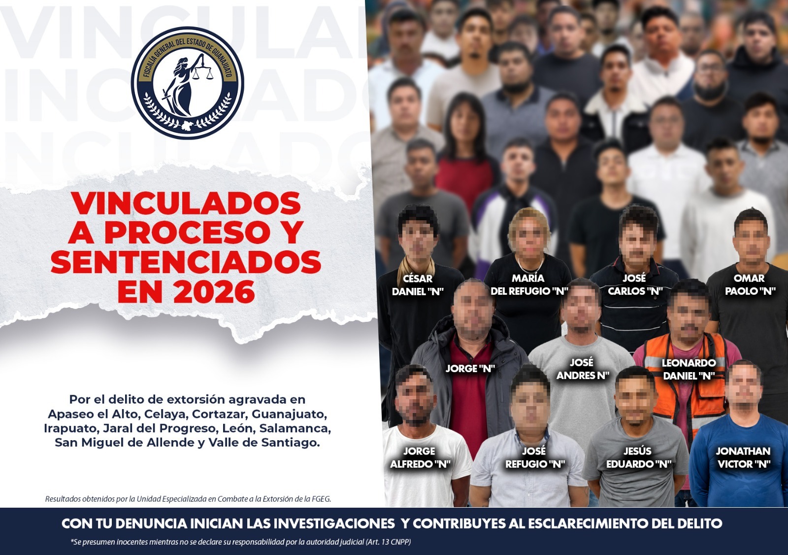 Zacatecas: 51 personas vinculadas a proceso y 36 sentenciadas