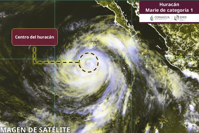 Huracán Marie provoca lluvias y vientos en Baja California Sur