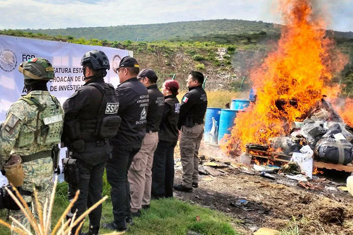 Morelia: Destrucción de droga y precursores químicos en operativos recientes
