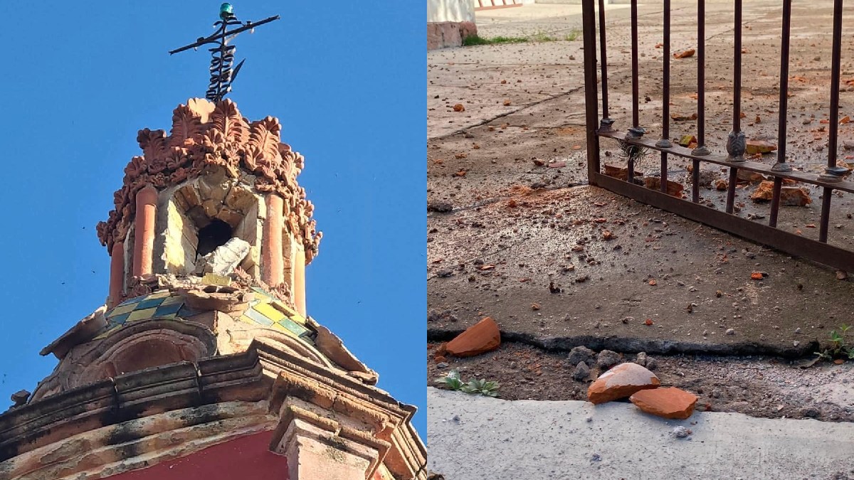 San Felipe: Cae rayo y daña torre de la parroquia de San Antonio