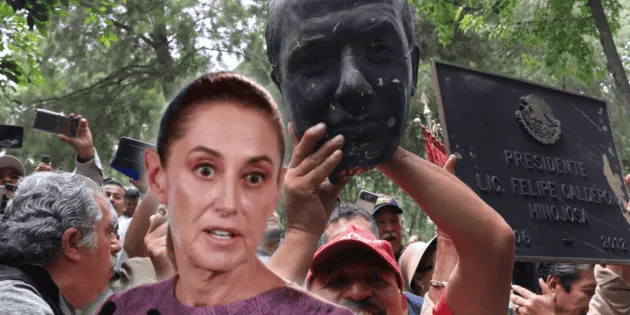 Ciudad de México: Sheinbaum condena vandalización de estatua de Calderón