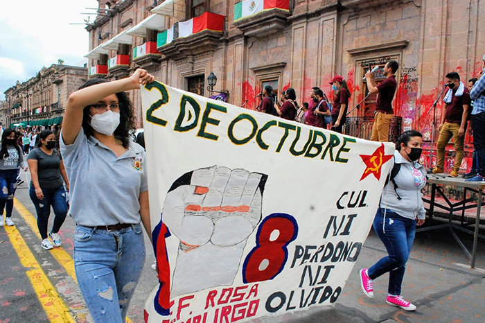 Morelia: Marcha conmemora 58 años de los hechos de Tlatelolco